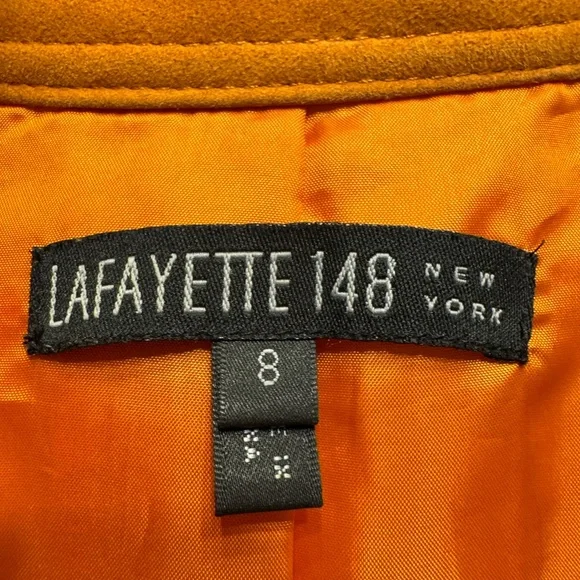 Lafayette 148 New York Orange Leather Jacket - Picture 9 of 14
